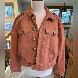 Free People Eisenhower Denim Jacket sz S Dusty Rose
